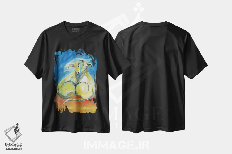 تیشرت مشکی طرح دار سگان نور مهتاب، دکور معاصر اثر کانی کالم | فروشگاه ایماژ