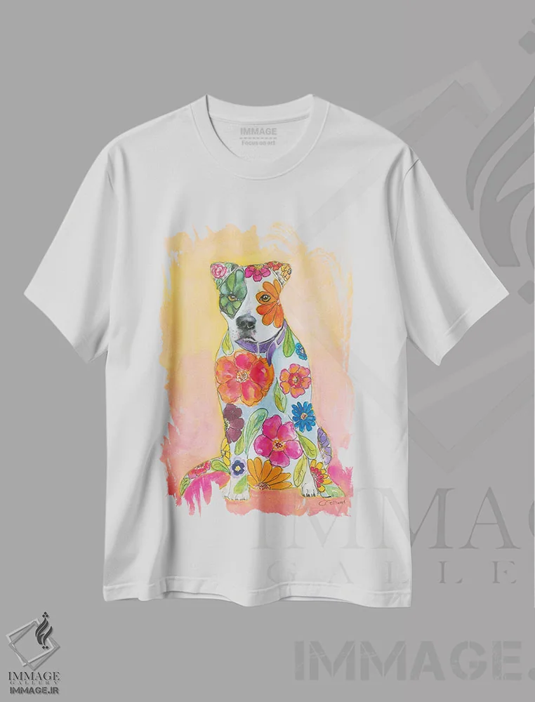 تیشرت سفید طرح دار پیت بول ها عشق هستند، دکور معاصر اثر کانی کالم | فروشگاه ایماژ