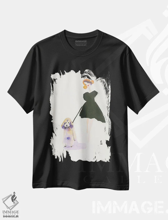 تیشرت مشکی طرح دار پیاده روی پودل، دکور معاصر اثر کانی کالم | فروشگاه ایماژ