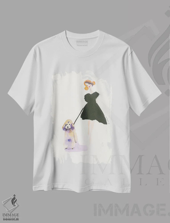تیشرت سفید طرح دار پیاده روی پودل، دکور معاصر اثر کانی کالم | immage.ir