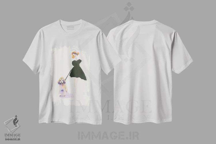 تیشرت سفید طرح دار پیاده روی پودل، دکور معاصر اثر کانی کالم | immage.ir