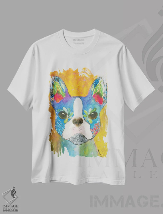 تیشرت سفید طرح دار آبی بوستونی، دکور معاصر اثر کانی کالم | immage.ir