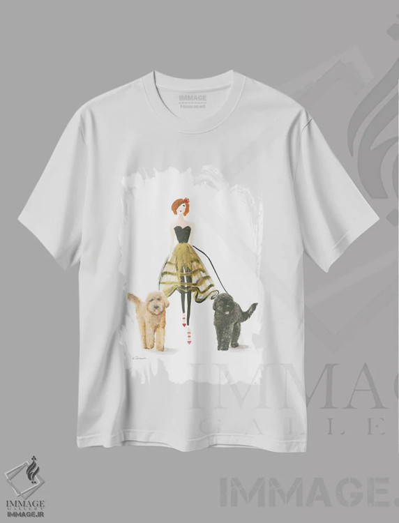 تیشرت سفید طرح دار پیاده روی عصرگاهی، تزئینی اثر کانی کالم | immage.ir