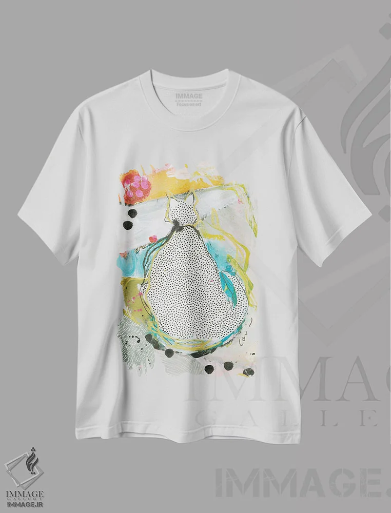 تیشرت سفید طرح دار داتی، آبستره اثر کانی کالم | immage.ir
