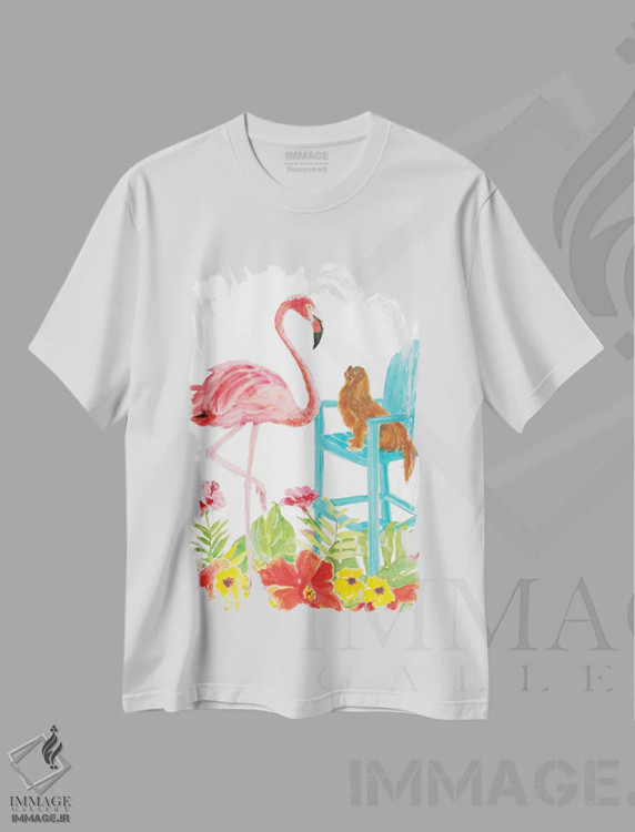 تیشرت سفید طرح دار فوبی و دلیلا، تزئینی اثر کانی کالم | فروشگاه ایماژ