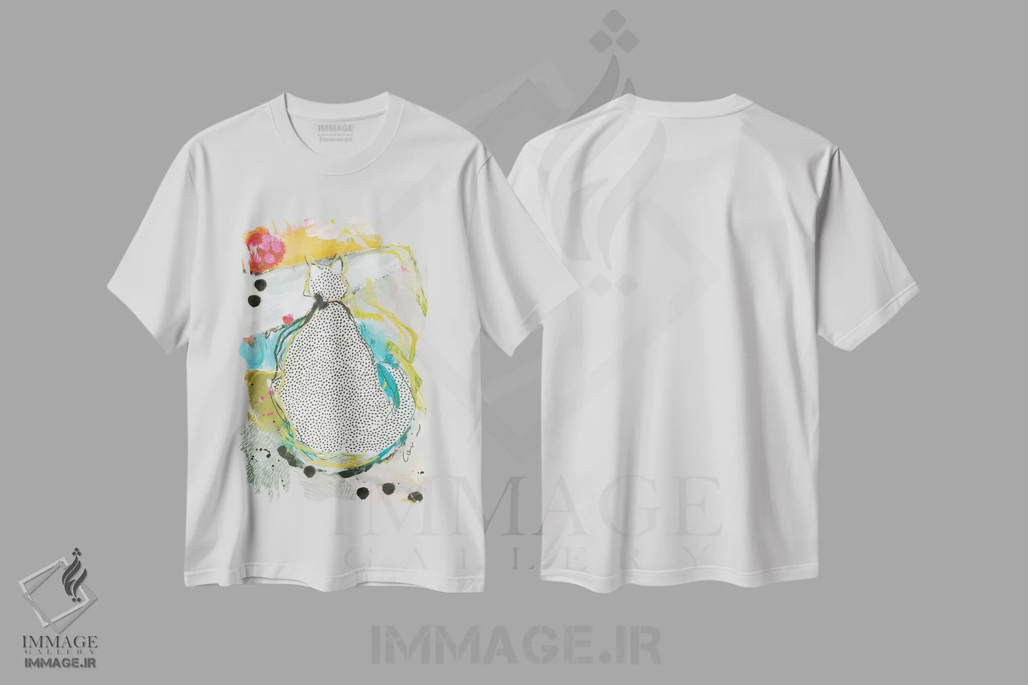 تیشرت سفید طرح دار داتی، آبستره اثر کانی کالم | immage.ir