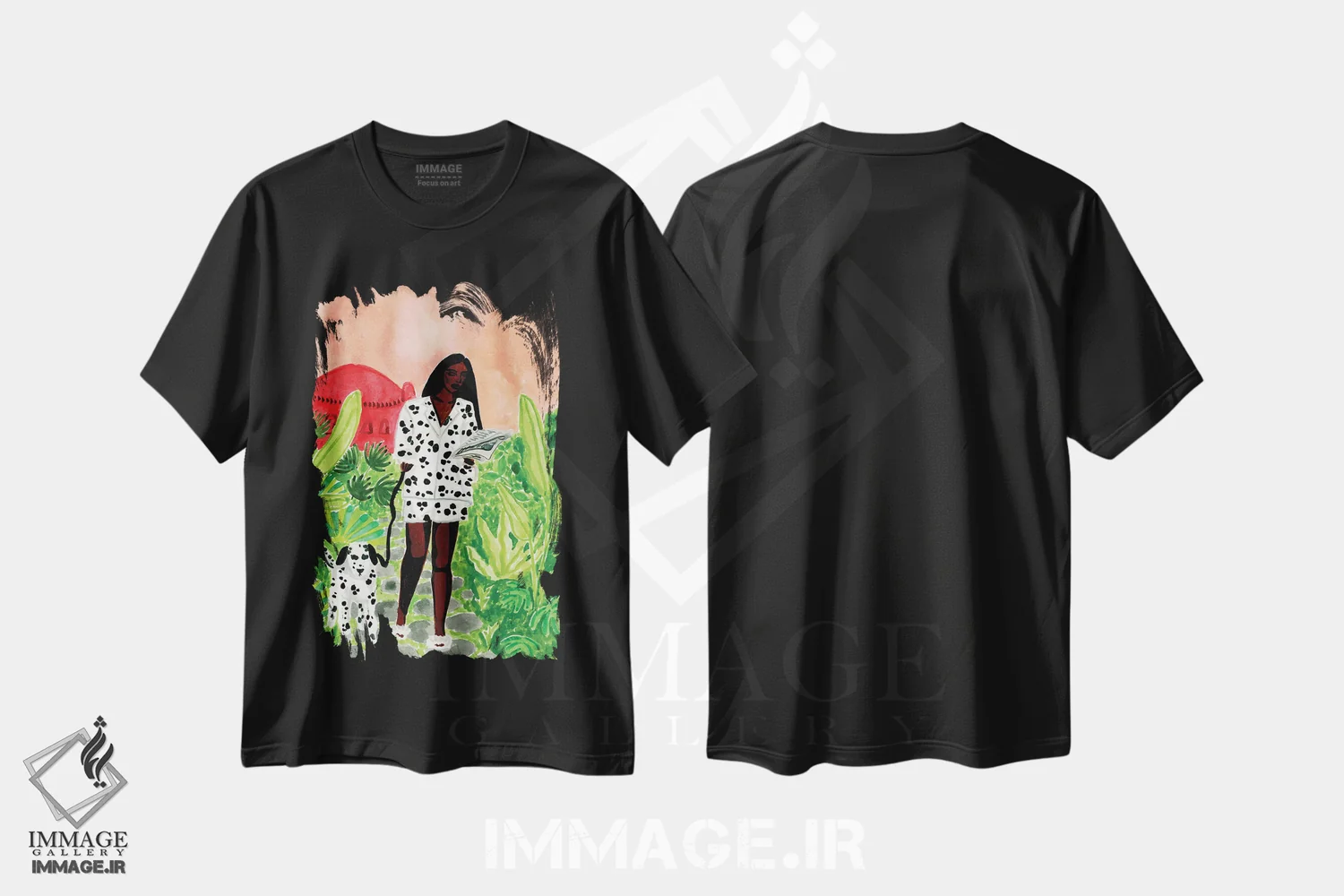 تیشرت مشکی طرح دار دالماتین ها، هنر آمریکایی آفریقایی تبار اثر کارولین چسیا | immage.ir