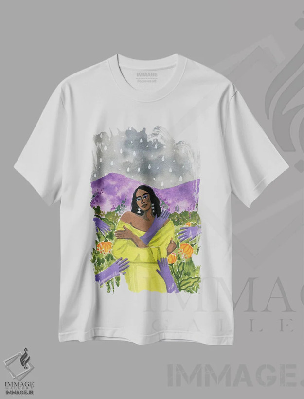 تیشرت سفید طرح دار تضاد، هنر آمریکایی آفریقایی تبار اثر کارولین چسیا | فروشگاه ایماژ