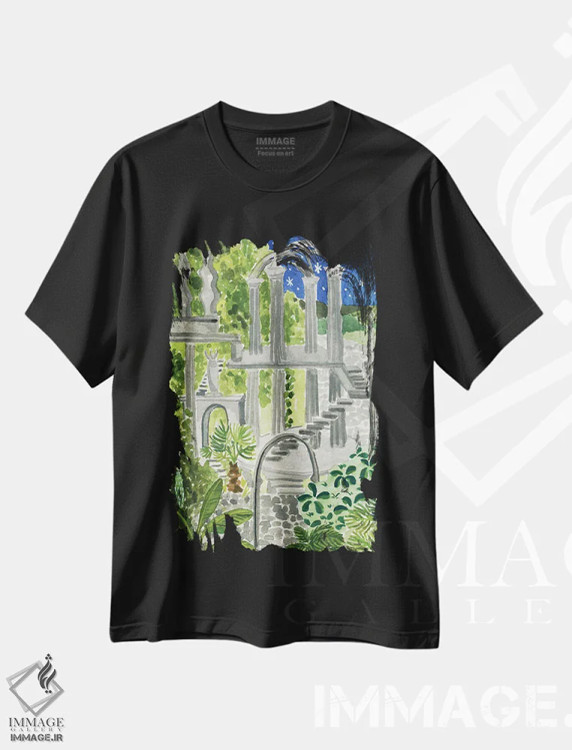 تیشرت مشکی طرح دار باغ مخفی ژیلیتلا، مدیوم اثر کارولین چسیا | فروشگاه ایماژ
