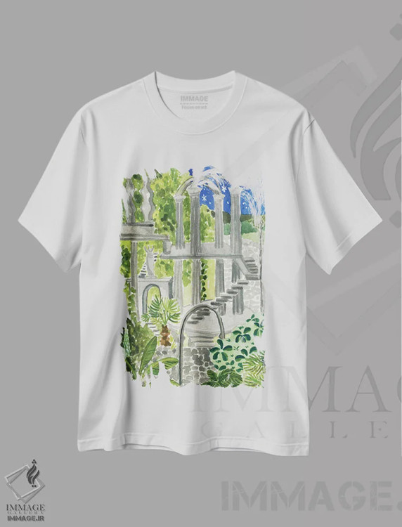 تیشرت سفید طرح دار باغ مخفی ژیلیتلا، مدیوم اثر کارولین چسیا | immage.ir