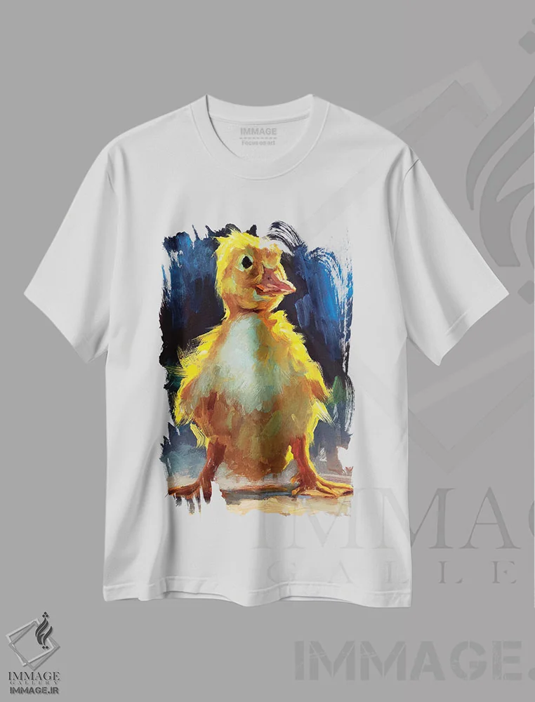 تیشرت سفید طرح دار جوجه اردک شیک، هنر فاخر معاصر اثر چری کریستنسن | immage.ir