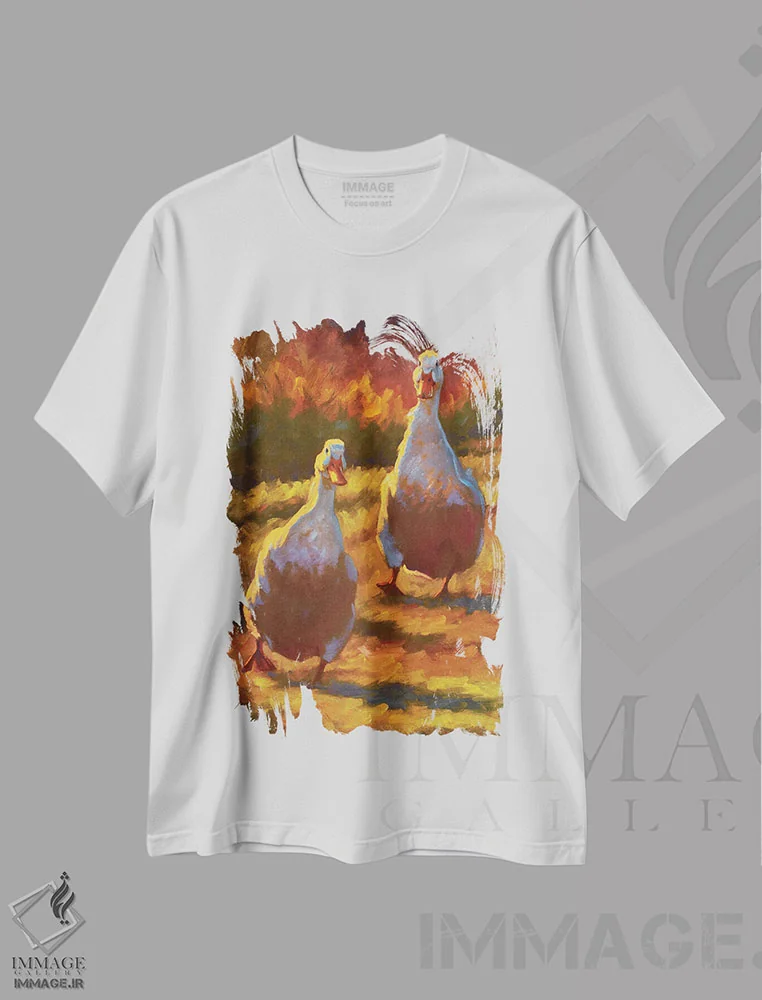 تیشرت سفید طرح دار به آرامی وارد شدن، هنر فاخر معاصر اثر چری کریستنسن | فروشگاه ایماژ