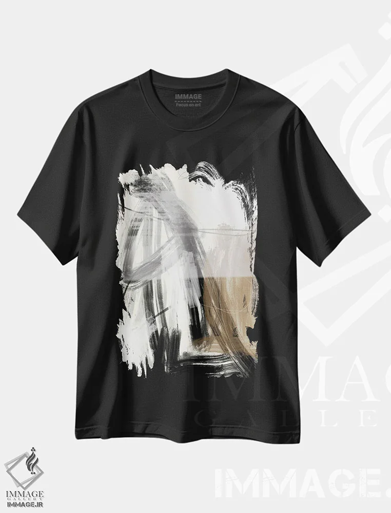 تیشرت مشکی طرح دار نمای بیرونی اثر جی لاندو | فروشگاه ایماژ