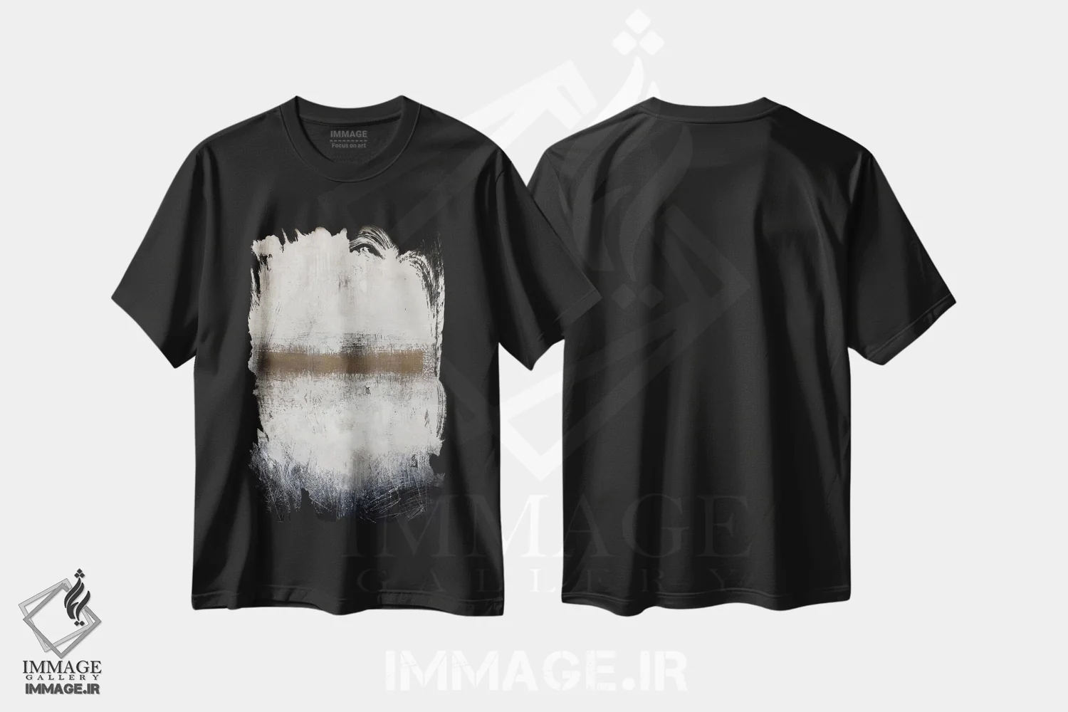 تیشرت مشکی طرح دار مقدس اثر جی لاندو | immage.ir