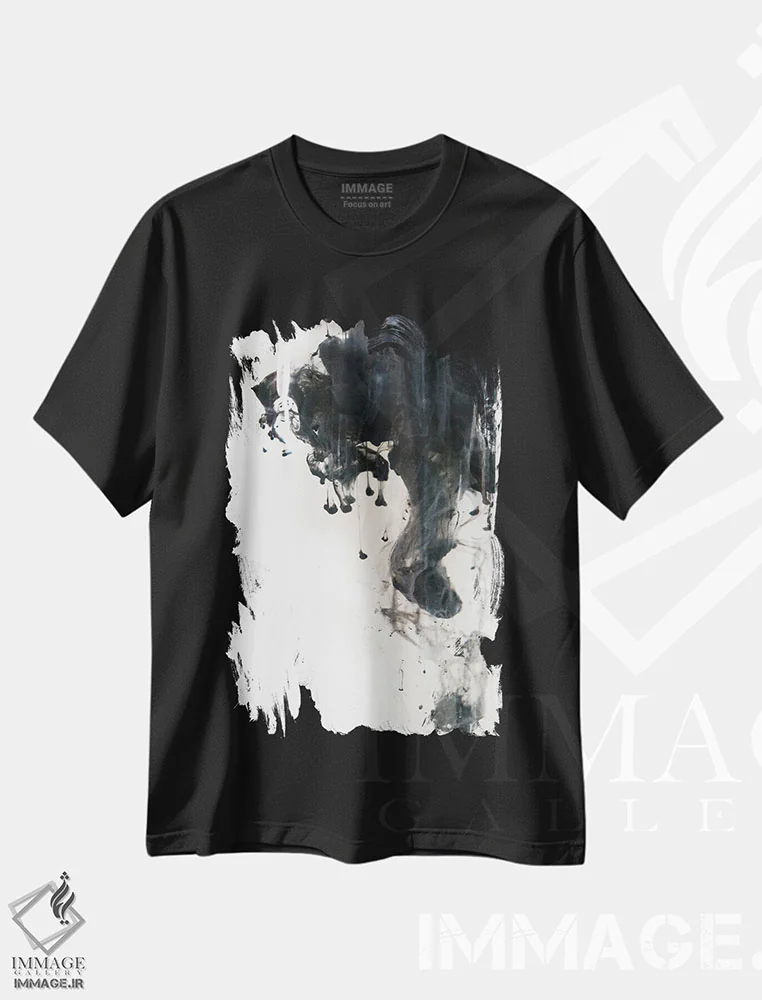 تیشرت مشکی طرح دار قطره جوهر اثر جی لاندو | فروشگاه ایماژ