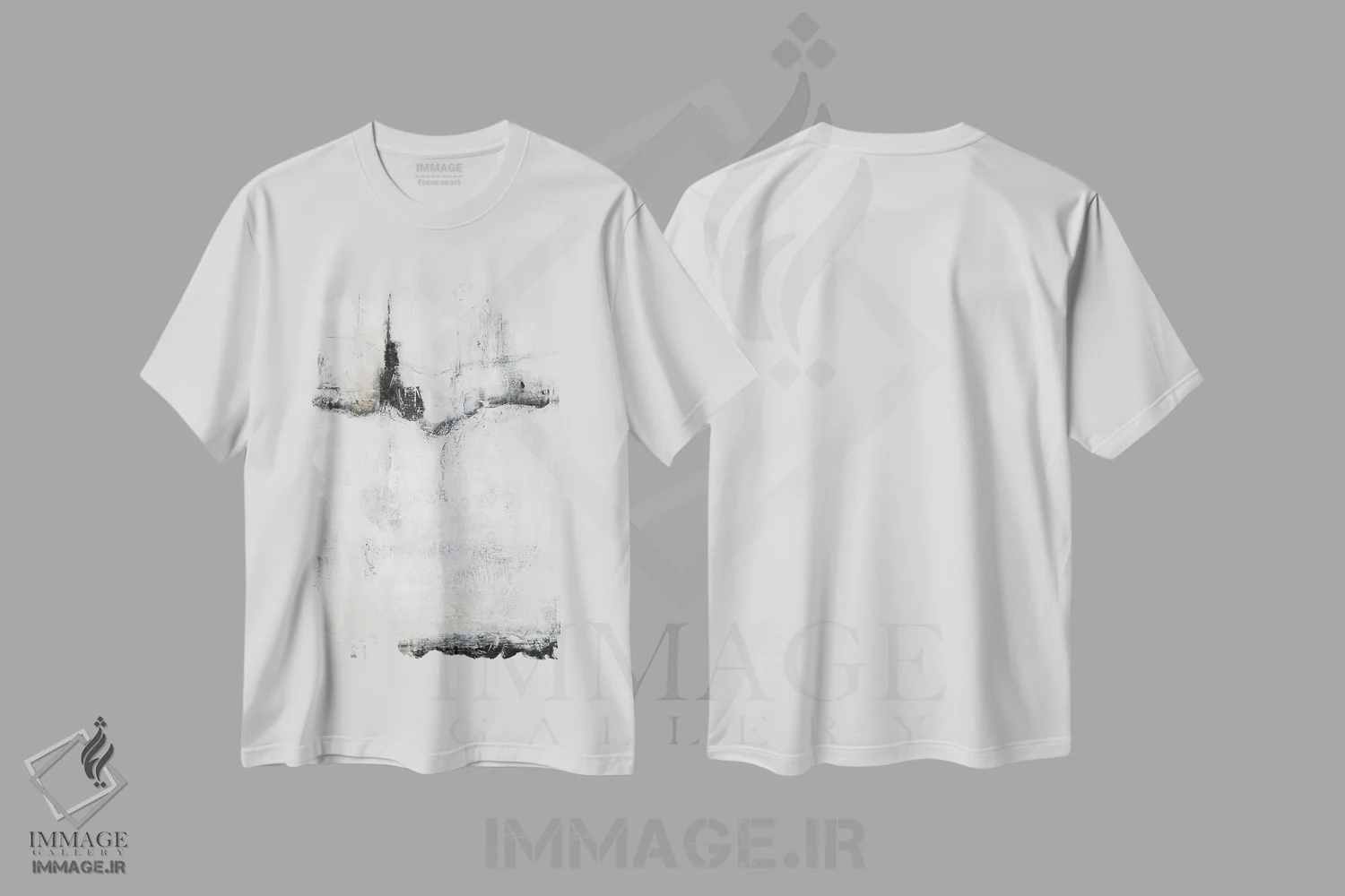 تیشرت سفید طرح دار پاندول اثر جی لاندو | فروشگاه ایماژ