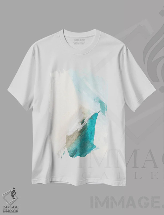 تیشرت سفید طرح دار امواج کوبنده ۱ اثر سیسی چونگ | فروشگاه ایماژ