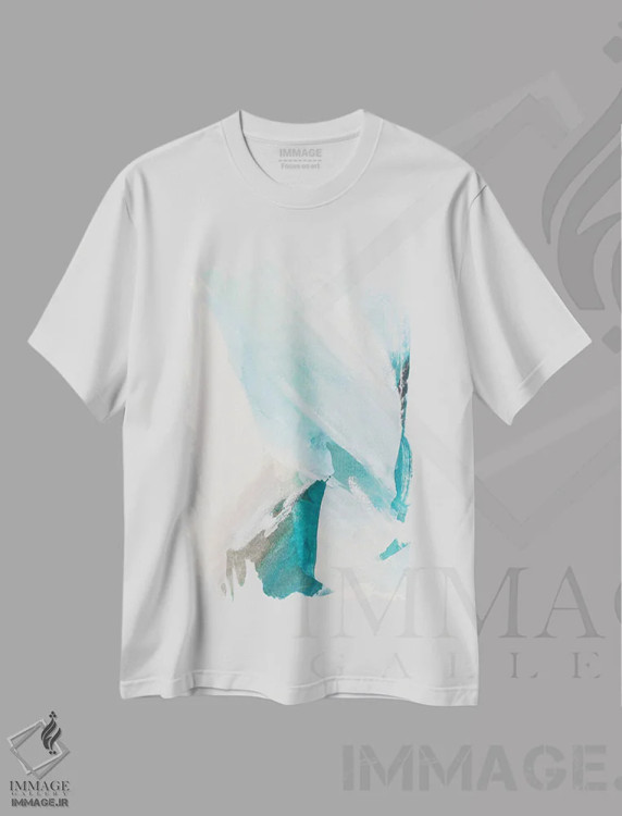 تیشرت سفید طرح دار امواج کوبنده ۵ اثر سیسی چونگ | فروشگاه ایماژ
