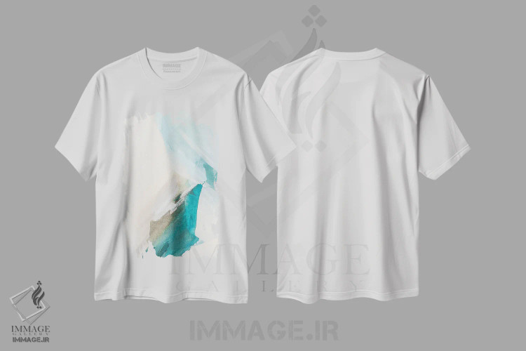 تیشرت سفید طرح دار امواج کوبنده ۱ اثر سیسی چونگ | فروشگاه ایماژ