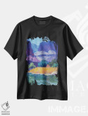 تیشرت مشکی طرح دار نور خنک در دره، هنر فاخر معاصر اثر کدی دی لانگ | فروشگاه ایماژ
