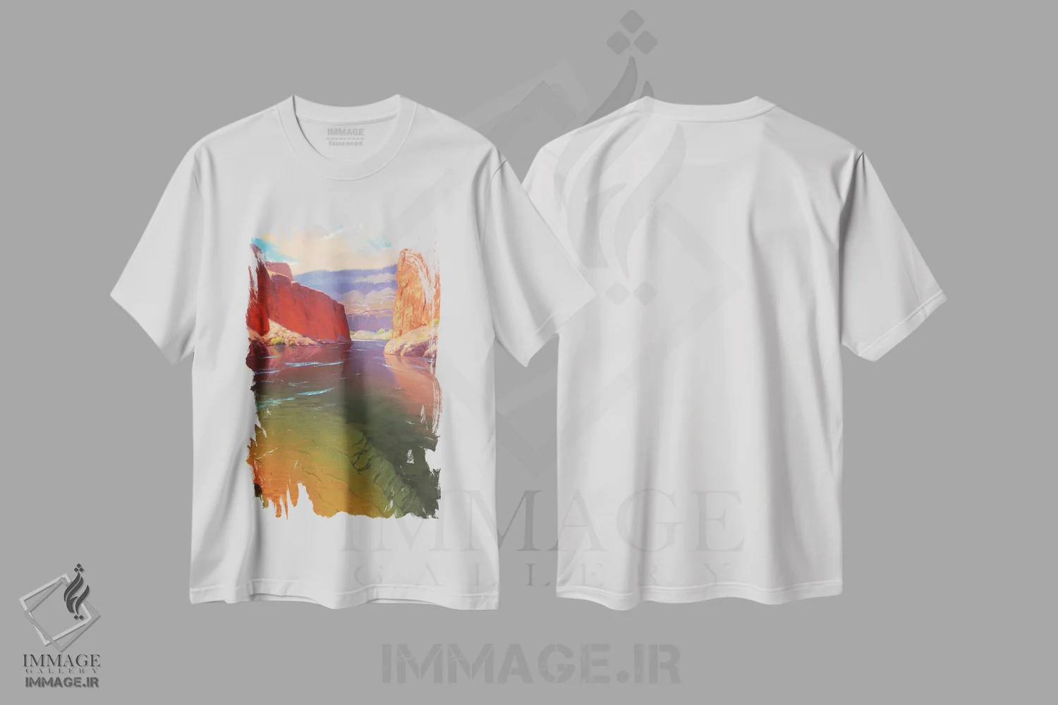 تیشرت سفید طرح دار ژرفای دره، هنر فاخر معاصر اثر کدی دی لانگ | فروشگاه ایماژ