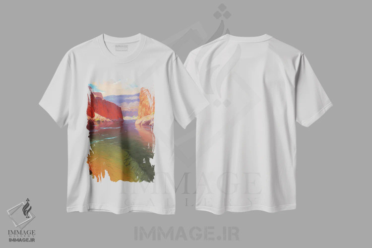 تیشرت سفید طرح دار ژرفای دره، هنر فاخر معاصر اثر کدی دی لانگ | فروشگاه ایماژ
