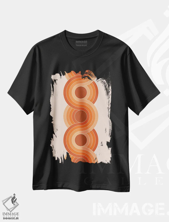 تیشرت مشکی طرح دار زنجیرهٔ صخرهٔ سرخ، آبستره اثر دیزاینز سرکا ۷۸ | فروشگاه ایماژ