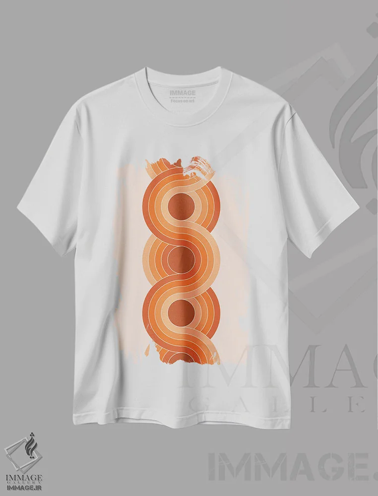 تیشرت سفید طرح دار زنجیرهٔ صخرهٔ سرخ، آبستره اثر دیزاینز سرکا ۷۸ | immage.ir