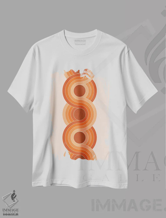 تیشرت سفید طرح دار زنجیرهٔ صخرهٔ سرخ، آبستره اثر دیزاینز سرکا ۷۸ | immage.ir