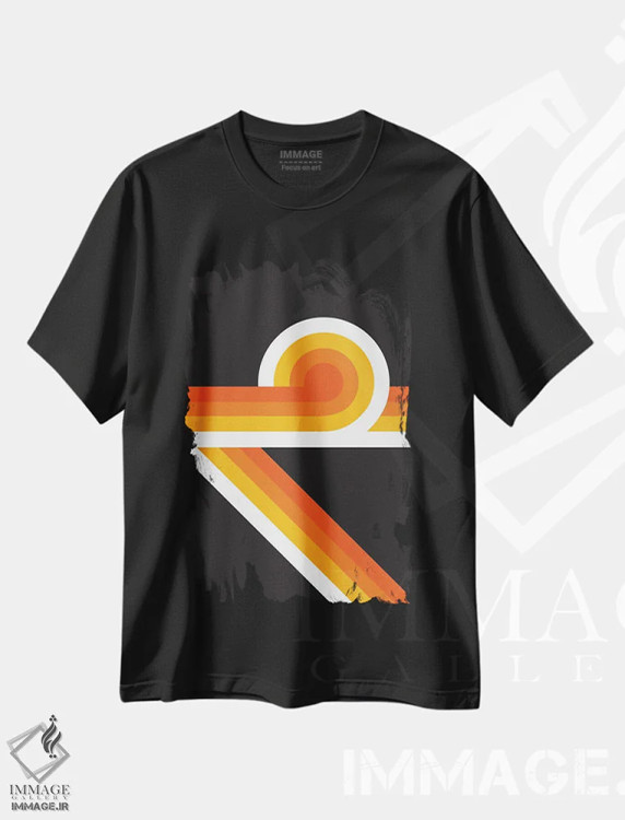 تیشرت مشکی طرح دار حلقه زن شعله، آبستره اثر دیزاینز سرکا ۷۸ | فروشگاه ایماژ