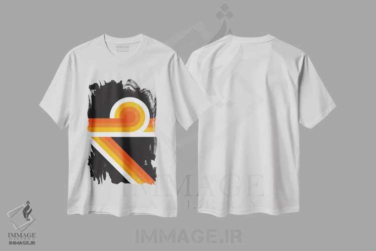 تیشرت سفید طرح دار حلقه زن شعله، آبستره اثر دیزاینز سرکا ۷۸ | immage.ir