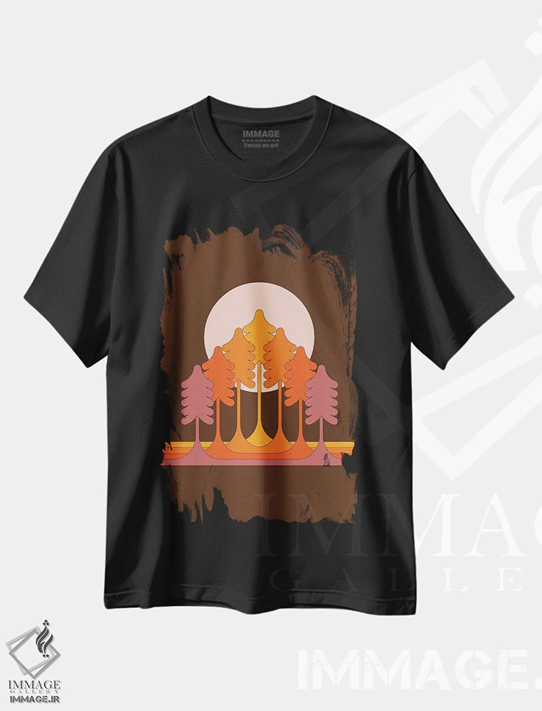 تیشرت مشکی طرح دار ماه کرم ابر، تزئینی اثر دیزاینز سرکا ۷۸ | فروشگاه ایماژ