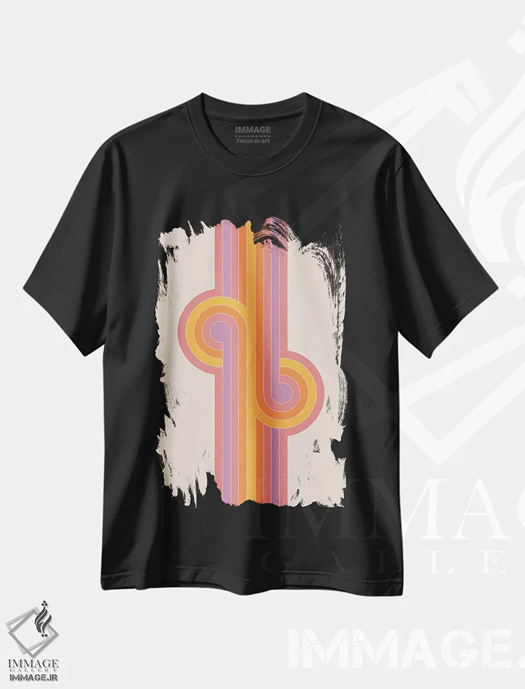 تیشرت مشکی طرح دار گره های بوکا، آبستره اثر دیزاینز سرکا ۷۸ | immage.ir