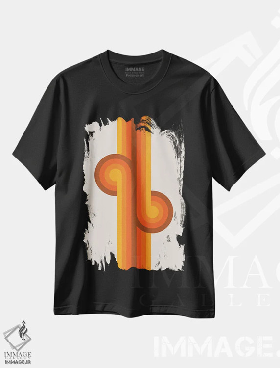 تیشرت مشکی طرح دار گره های طلایی، آبستره اثر دیزاینز سرکا ۷۸ | فروشگاه ایماژ