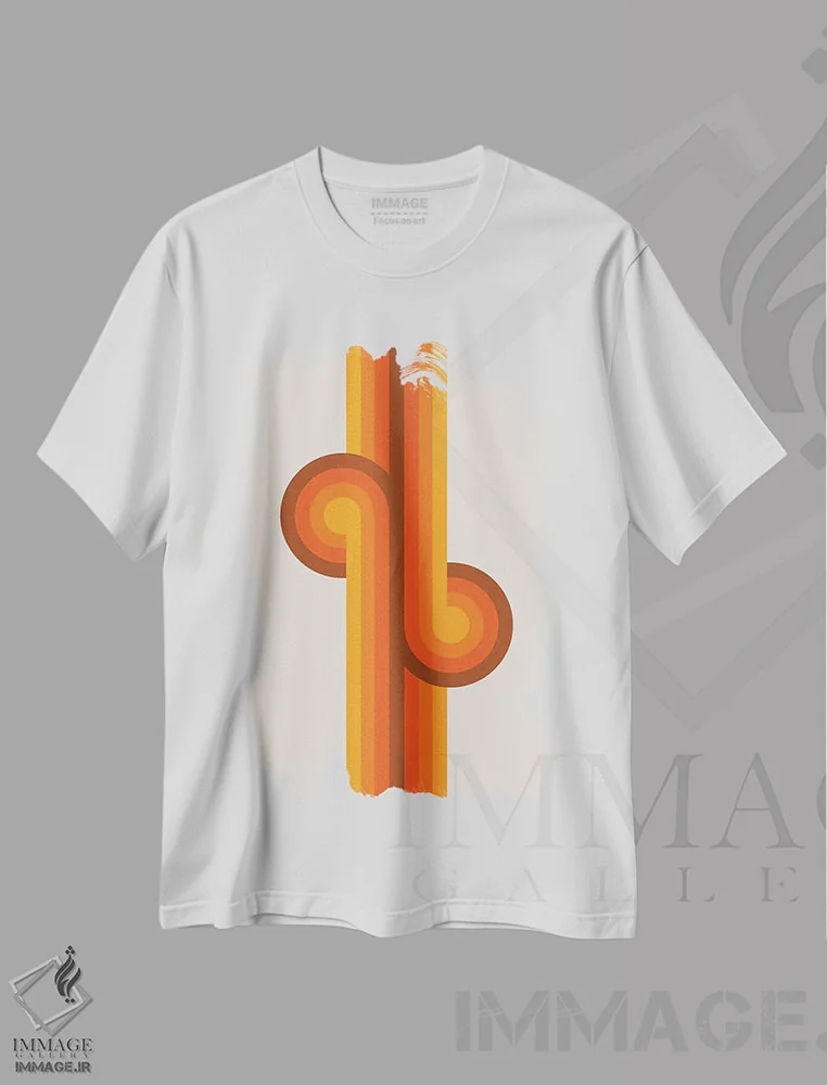 تیشرت سفید طرح دار گره های طلایی، آبستره اثر دیزاینز سرکا ۷۸ | immage.ir