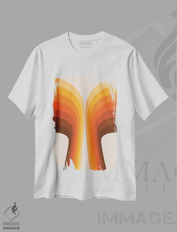 تیشرت سفید طرح دار بال طلایی، آبستره اثر دیزاینز سرکا ۷۸ | فروشگاه ایماژ