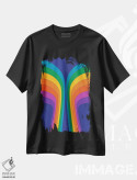 تیشرت مشکی طرح دار بال رنگین کمانی، آبستره اثر دیزاینز سرکا ۷۸ | فروشگاه ایماژ
