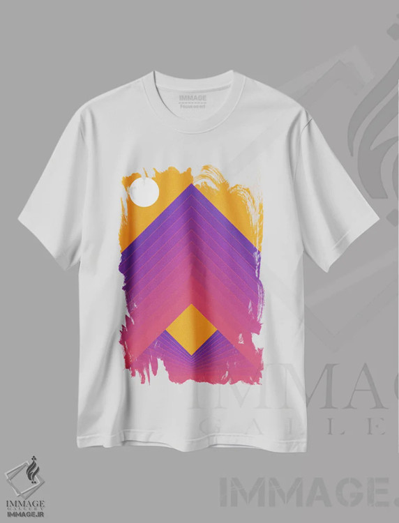 تیشرت سفید طرح دار سپیده دم، آبستره اثر دیزاینز سرکا ۷۸ | فروشگاه ایماژ
