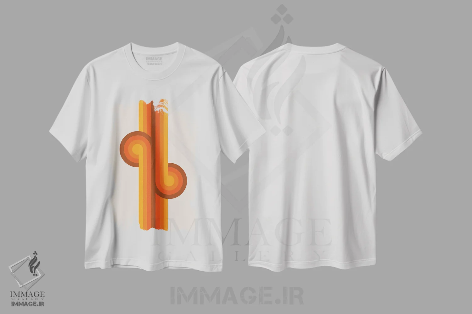 تیشرت سفید طرح دار گره های طلایی، آبستره اثر دیزاینز سرکا ۷۸ | immage.ir