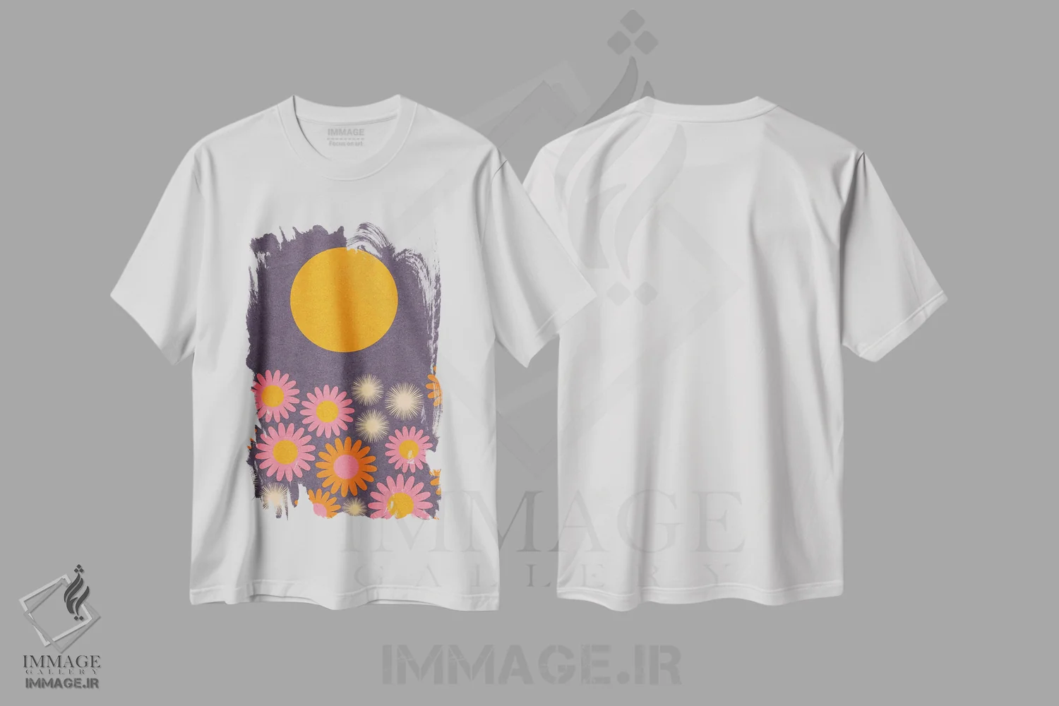 تیشرت سفید طرح دار بهار نزدیک است، آبستره اثر دیزاینز سرکا ۷۸ | فروشگاه ایماژ