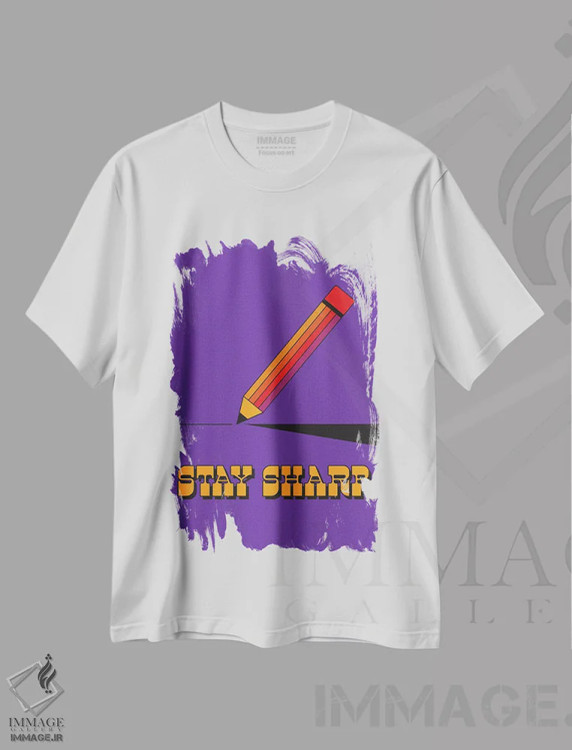تیشرت سفید طرح دار تیز بمان، تزئینی اثر دیزاینز سرکا ۷۸ | فروشگاه ایماژ