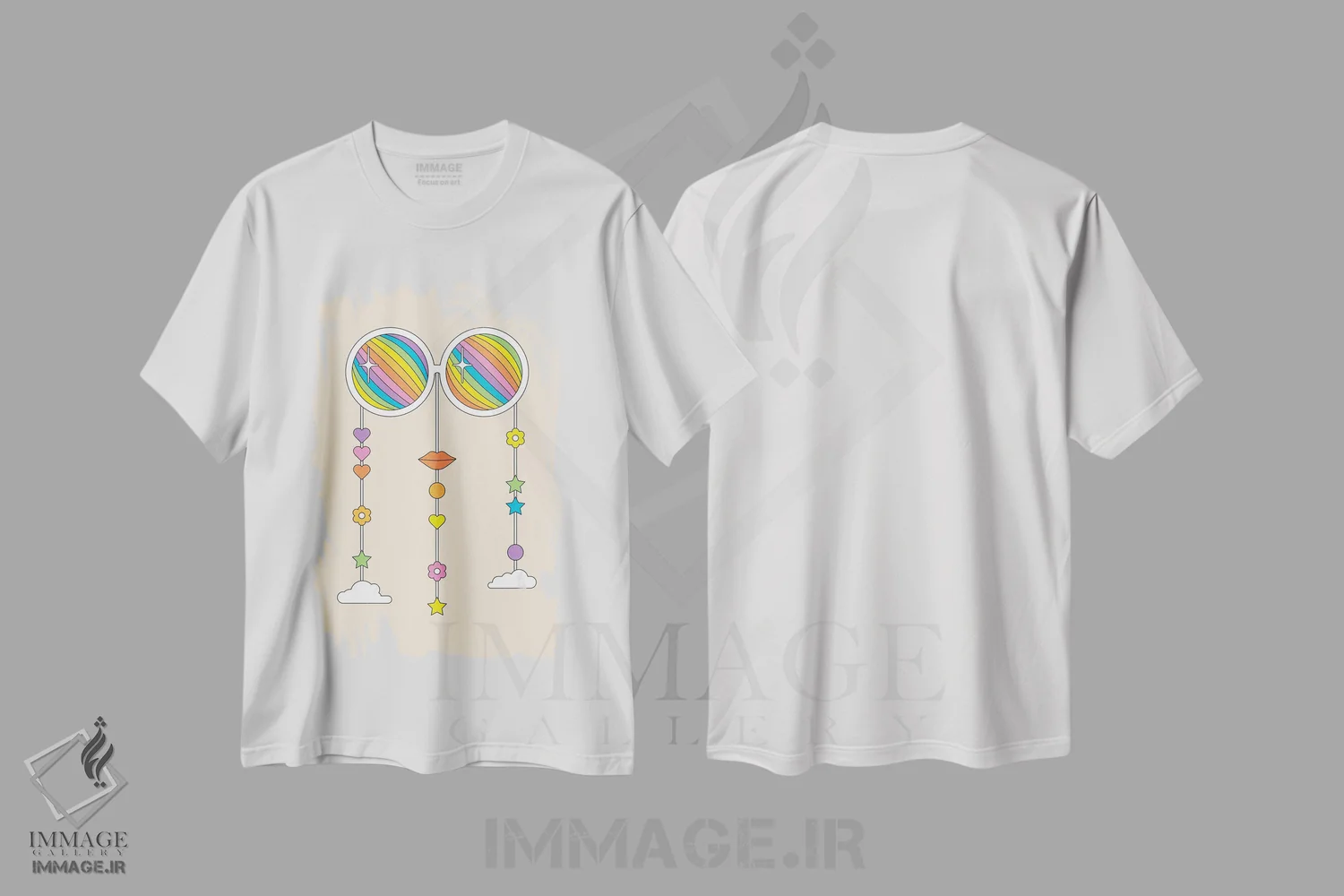 تیشرت سفید طرح دار سایه های غبار ستاره ای، تزئینی اثر دیزاینز سرکا ۷۸ | immage.ir