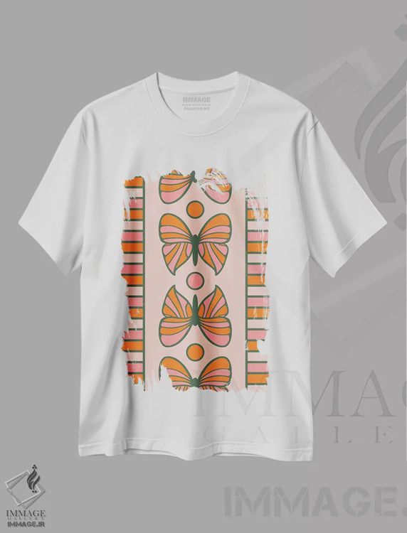 تیشرت سفید طرح دار خط پروانه ای، تزئینی اثر دیزاینز سرکا ۷۸ | immage.ir
