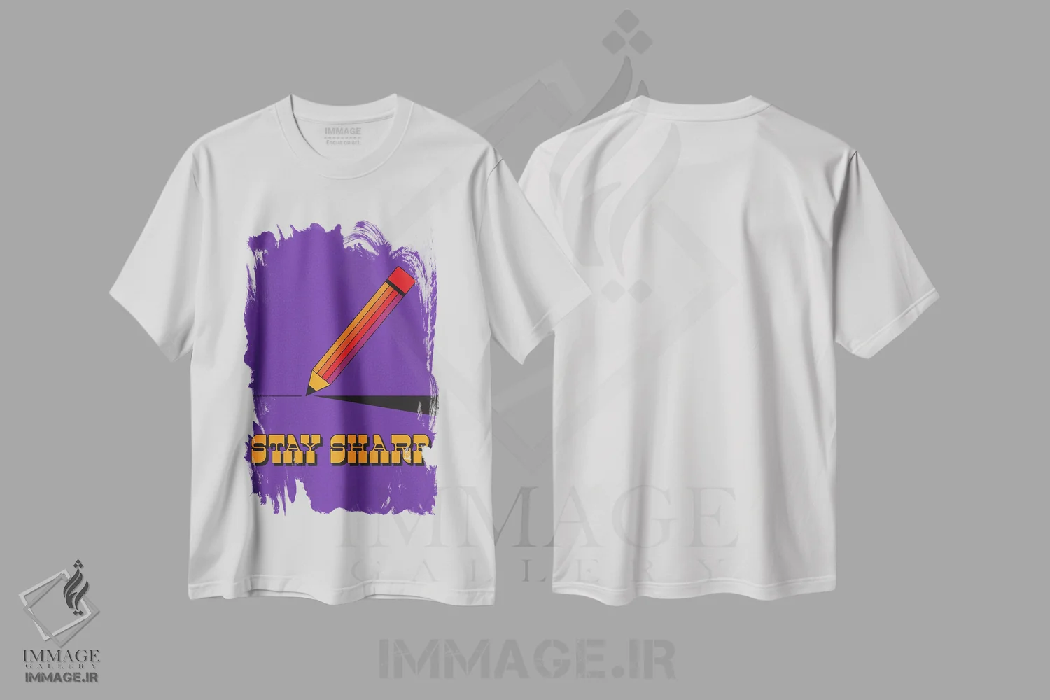 تیشرت سفید طرح دار تیز بمان، تزئینی اثر دیزاینز سرکا ۷۸ | فروشگاه ایماژ