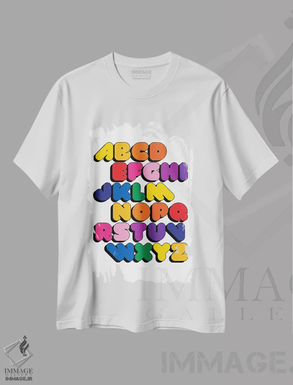 تیشرت سفید طرح دار آلفابیتس، تزئینی اثر دیزاینز سرکا ۷۸ | immage.ir