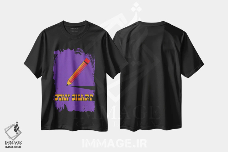 تیشرت مشکی طرح دار تیز بمان، تزئینی اثر دیزاینز سرکا ۷۸ | immage.ir