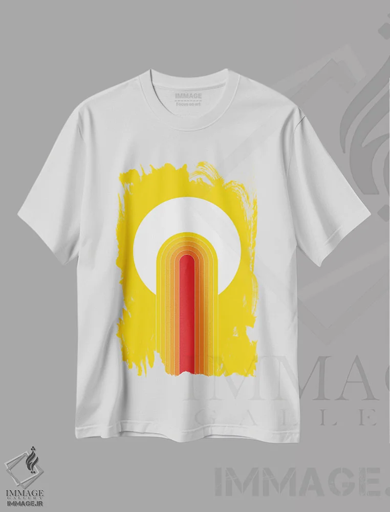 تیشرت سفید طرح دار شعلهٔ بیابان، آبستره اثر دیزاینز سرکا ۷۸ | immage.ir