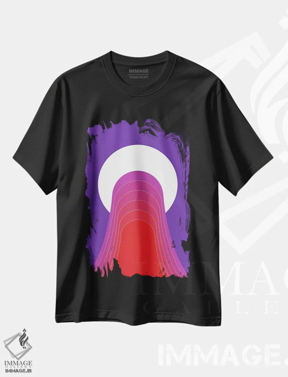 تیشرت مشکی طرح دار غروب بیابان، آبستره اثر دیزاینز سرکا ۷۸ | فروشگاه ایماژ