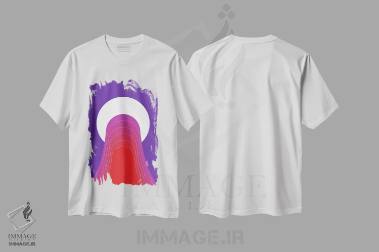 تیشرت سفید طرح دار غروب بیابان، آبستره اثر دیزاینز سرکا ۷۸ | immage.ir
