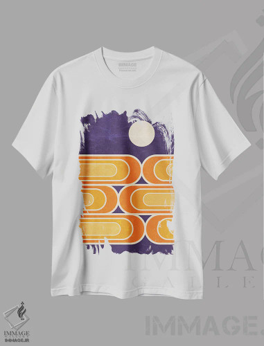 تیشرت سفید طرح دار ماه ژوئیه، آبستره اثر دیزاینز سرکا ۷۸ | فروشگاه ایماژ